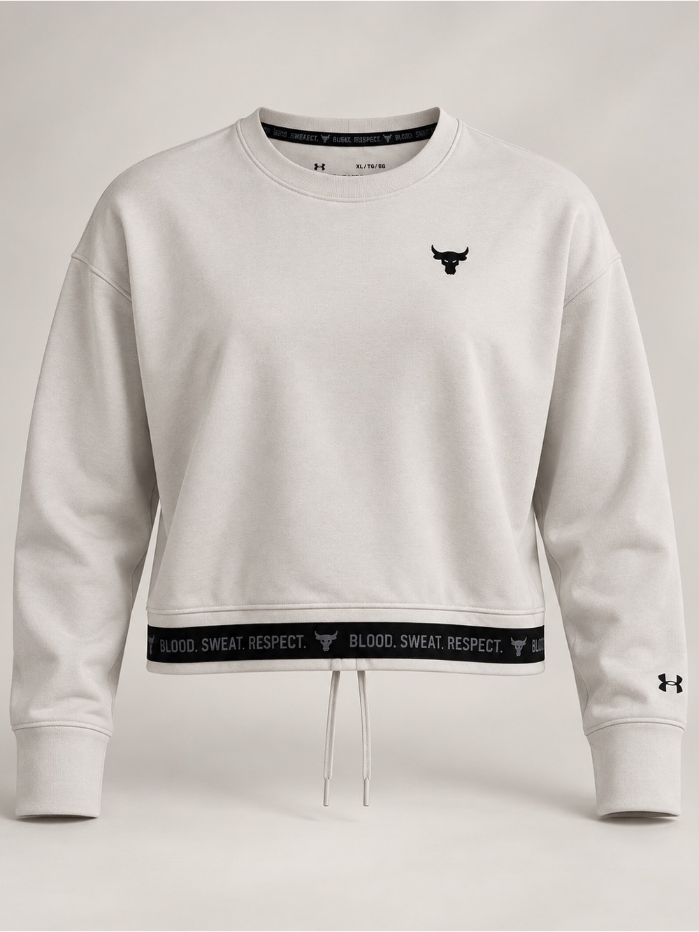 Under Armour Women’s Light Gray Cropped Crewneck Sweatshirt with Black Trim